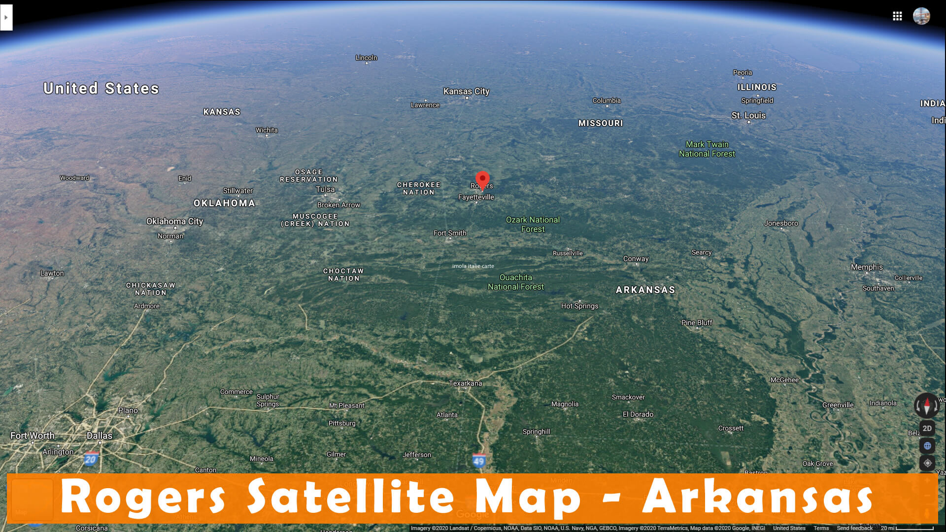 Rogers Satellite Map Arkansas